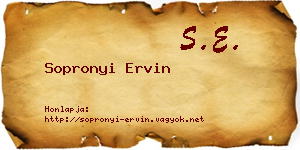 Sopronyi Ervin névjegykártya