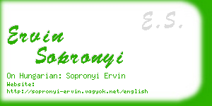 ervin sopronyi business card